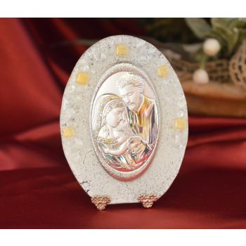 66MUR Made in Italy Holy Family on a Murano Glass Stand 