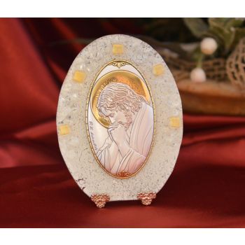 69MUR Made in Italy praying Jesus on a Murano Glass Stand 