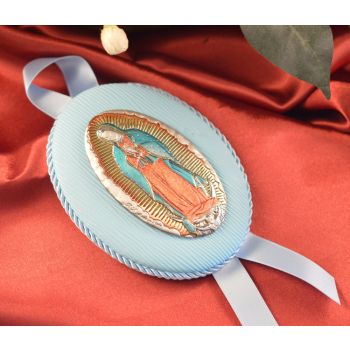 70XCRB Made in Italy Our Lady of Guadalupe hanging icon blue 