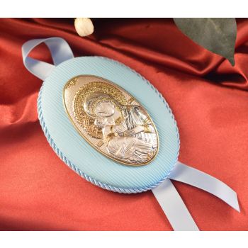 72CRB Made in Italy Our Lady of Vladimir hanging icon blue 