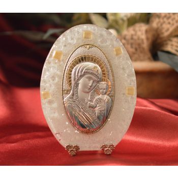 72MUR Made in Italy Mother Mary on a Murano Glass Stand 