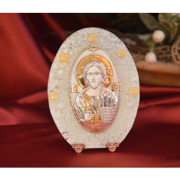 74MUR Made in Italy Christ Pantocrator on a Murano Glass Stand 