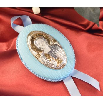 76CRB Made in Italy Christ Pantocrator hanging icon blue 