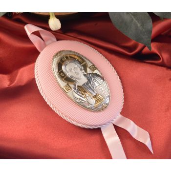 76CRP Made in Italy Christ Pantocrator hanging icon pink 