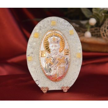 76MUR Made in Italy Saint Nicholas or on a Murano Glass Stand 