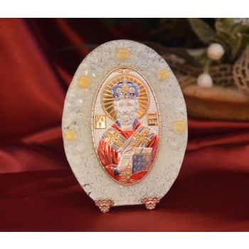 77MUR Made in Italy Saint Nicholas color or on a Murano Glass Stand 