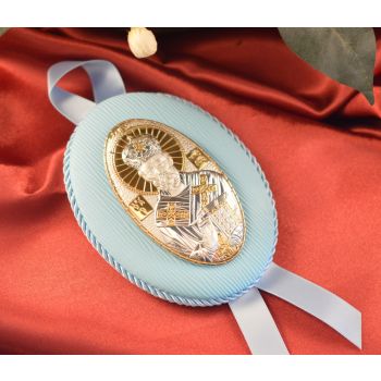 78CRB Made in Italy Saint Nicholas hanging icon blue 