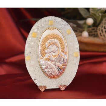 78MUR Made in Italy Our Lady of Vladimir or on a Murano Glass Stand 