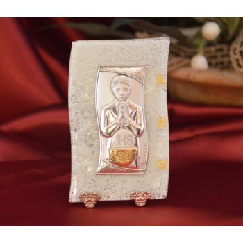 83MUR Made in Italy First Communion Boy on a Murano Glass Stand 