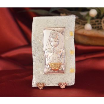 84MUR Made in Italy First Communion Girl on a Murano Glass Stand 