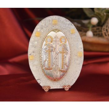 88MUR Made in Italy Saints Constantine & Helen or on a Murano Glass Stand 