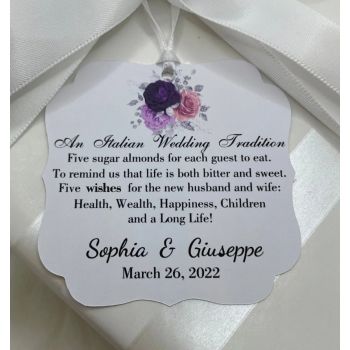 FT106 Italian Wedding Favor Tags with flowers
