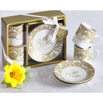 Mr & Mrs Espresso Cup Set in Gold (Set of 2)
