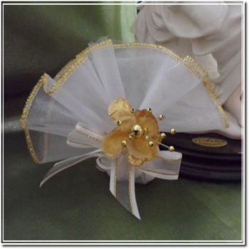 Organza Circle with Gold Edge and Gold flower
