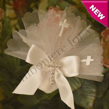 organza Circle with Crosses and Rhinestone cross