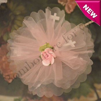 Organza Circle with Satin Crosses and Confetti
