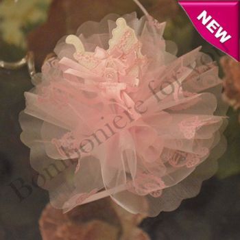 Organza Circle with Baby Bassinet Pick and confetti