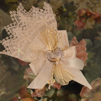 Italian 50th Anniversary Favor Bomboniere with Silver Argento