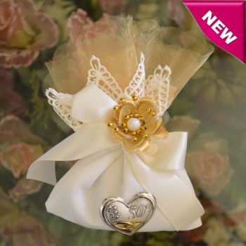 Italian 50th Anniversary Favor with Silver Heart and Rings
