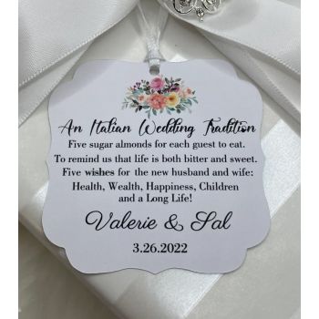FT105 Italian Wedding Favor Tags with flowers