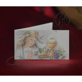 C203 First Communin Girl Bigliettino Favor Tags