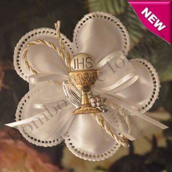 CF190 First Holy Communion Confetti Flower with Silver Chalice Made in Italy