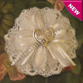 Italian 25th Anniversary Favor Bomboniere with Silver Argento