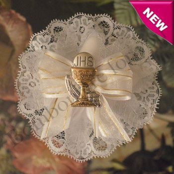 First Communion Confetti Flower with Italian Argento Chalice