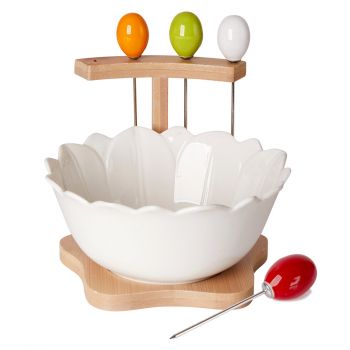 Debora Carlucci White Porcelain Antipasto Bowl w/ Picks