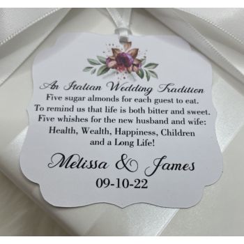 FT104 Italian Wedding Favor Tags with flowers