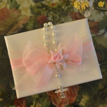 Gift Wrapping with Rosary, Organza Bow and Flower