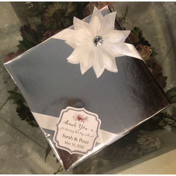 Wrapping with Confetti flower and tag 