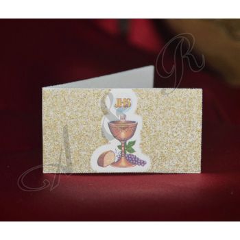 GL365 First Holy Communion Bigliettino with Chalice and Glitter
