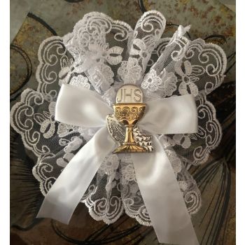 AF698 Italian doily with lace communion baptism favors  with chalice