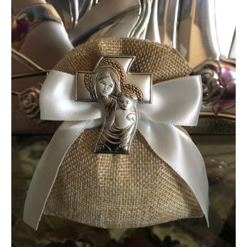 Almond favors, Baptism, Communion favors with made in Italy chalice, favors, koufeta mementos, italian favors Bomboniere, burlap bag