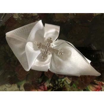 Cone Favor bag with rhinestone cross pendant, baptism Communion  Favors Bomboniere