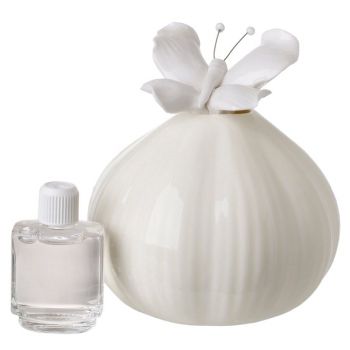 Italian Bone China Aromatherapy Ivory Diffuser with Butterfly Top 