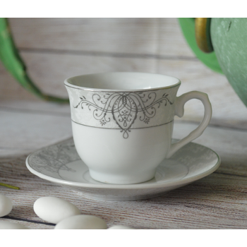 LC001 Espresso Set Silver Design Set of 2 (2 Cups + 2 Saucers)