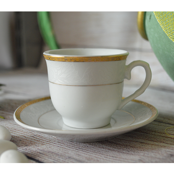 LC002 Espresso Set Gold Design Set of 2 (2 Cups + 2 Saucers) 