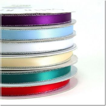 3/8" Personalized satin ribbon Silver Edge