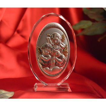 RL100VO Italian Silver Angels icon on a glass stand 
