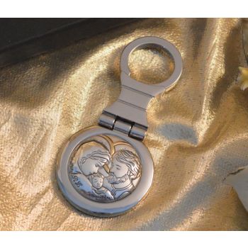 RL10KC Italian Silver Holy Family Icon Made in Italy Keychain 