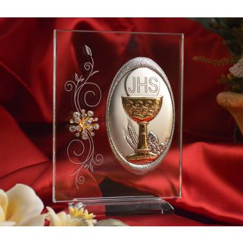 RL110V Italian Silver Chalice icon on a glass stand 