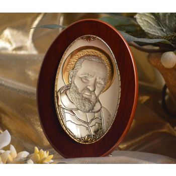 RL1200 Italian Silver Icon San Pio of Pietrelcina Made in Italy 