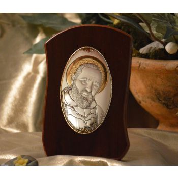 RL1200OL Italian Silver Icon San Pio of Pietrelcina Made in Italy 