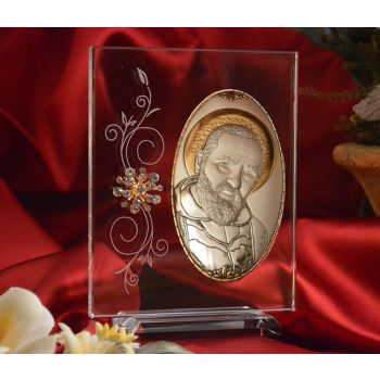 RL1200V Italian Silver Icon San Pio of Pietrelcina Made in Italy 