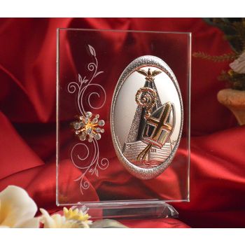 RL120V Italian Silver Confirmation icon on a glass stand 