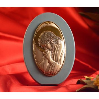 RL1720 Italian Silver praying Jesus Icon Made in Italy icon on a wood stand (Baby Blue) 