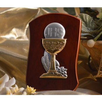 RL210 Italian Silver Chalice icon on a wood stand 