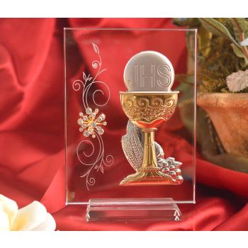 RL210V Italian Silver Chalice icon on a glass stand 